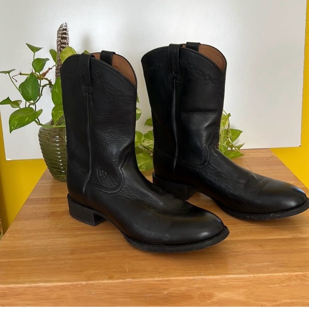 Men’ Black Ariat Heritage Roper Leather Boots Size 13 D